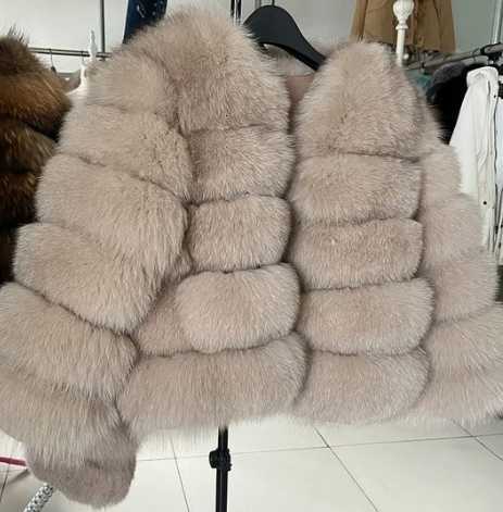 2025 Fur Coat - Fur-like Fox Fur Patched Winter Coat - Thick and Warm Long-Sleeved Short-Sleeved Fur Coat H251024