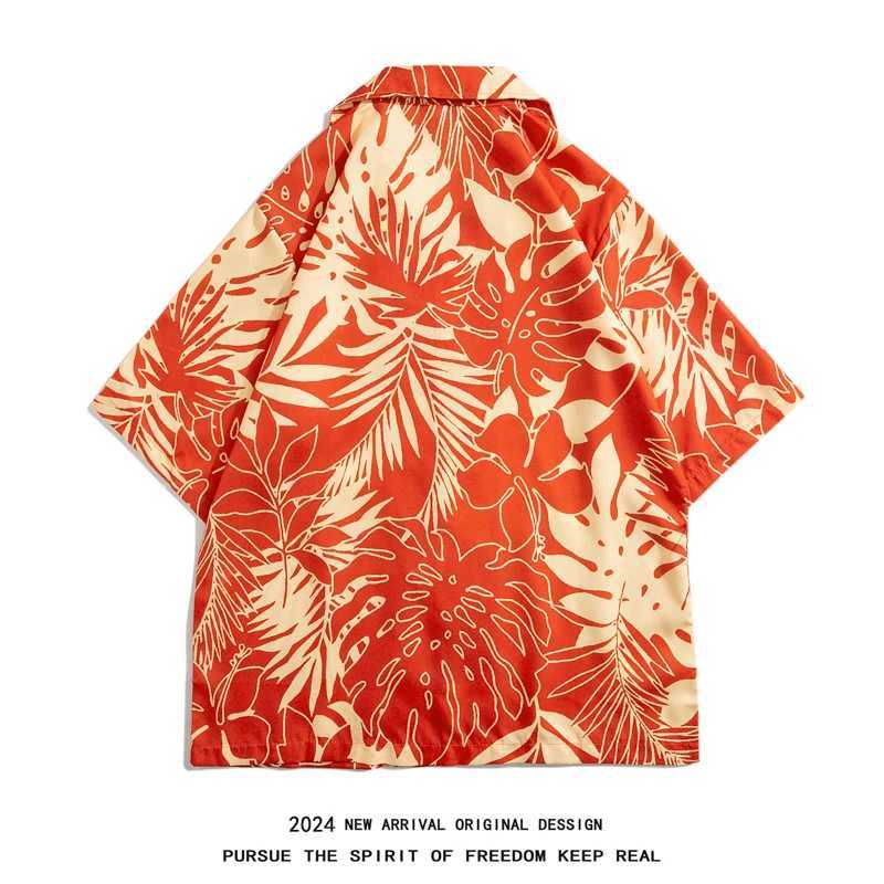 Summer mens fancy shirt Hawaiian beach style design short sleeved casual shirt ice silk quick drying loose top X250410