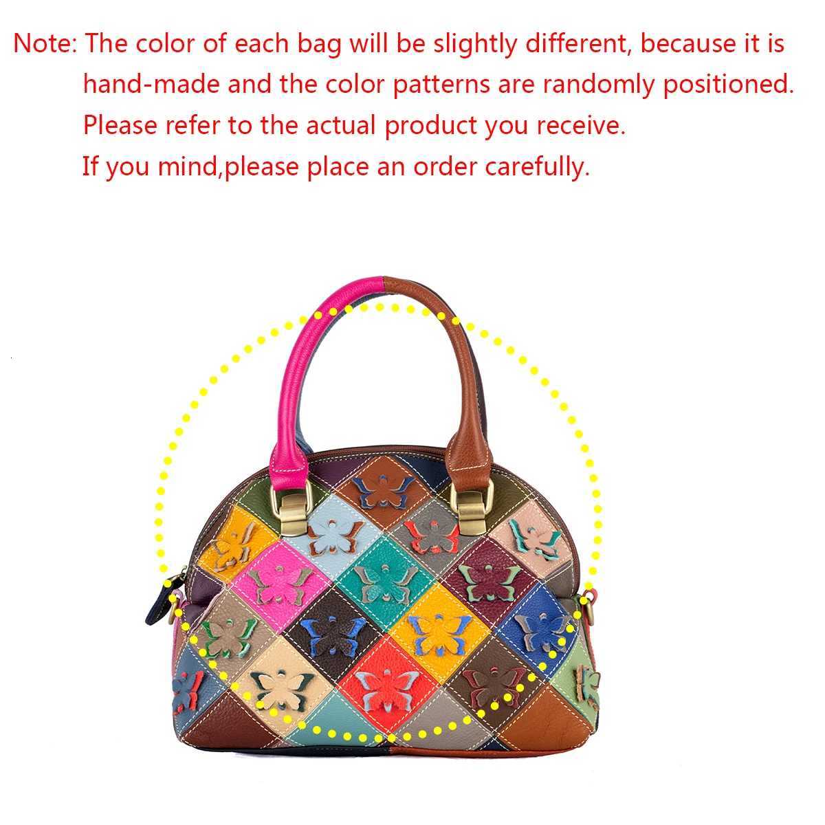Genuine cowhide handmade colorful butterfly flower pattern shell bag casual trendy bag shoulder handbag womens bag K251110