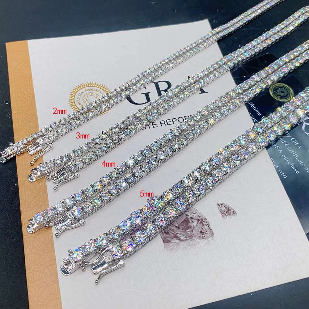 Wholesale Tennis Chain 4MM 925 Silver Miossanite Zircon Necklace Women Men Jewelry