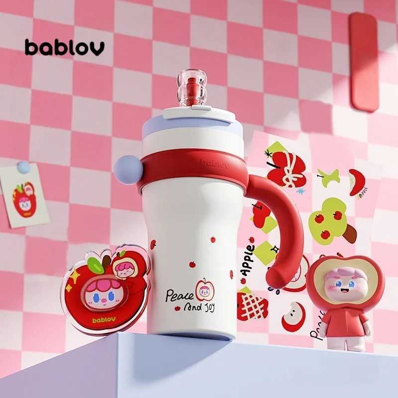 Fashionable cup Bablov 800/1250ml Vacuum Flasks Ceramic li Thermos Cup with Straw handle Large Capacity Camping Brage Cup Tea Cup Y251110