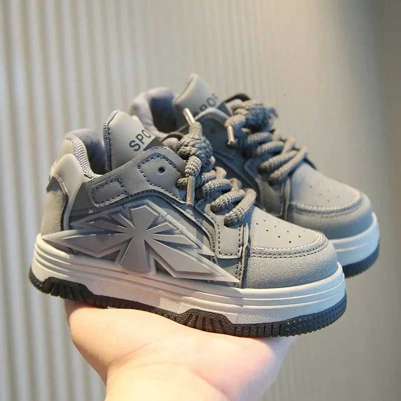 Children Spring Autumn High Top Sneakers Girls Front Lace Up Neutral High Top Boys Casual Soft Soled Shoes Bread White ShoesT251110