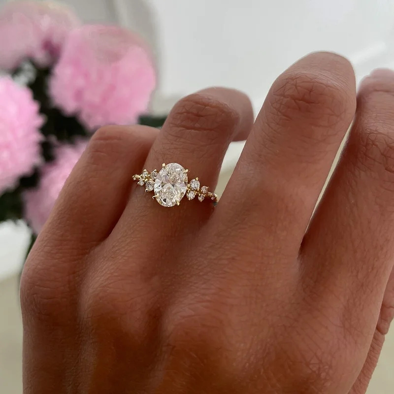 Unique Oval Cut 1ct3ct Halo Ring 925 Sterling Silver Half Rings for Woman Wedding Jewelry with Certificate 251103