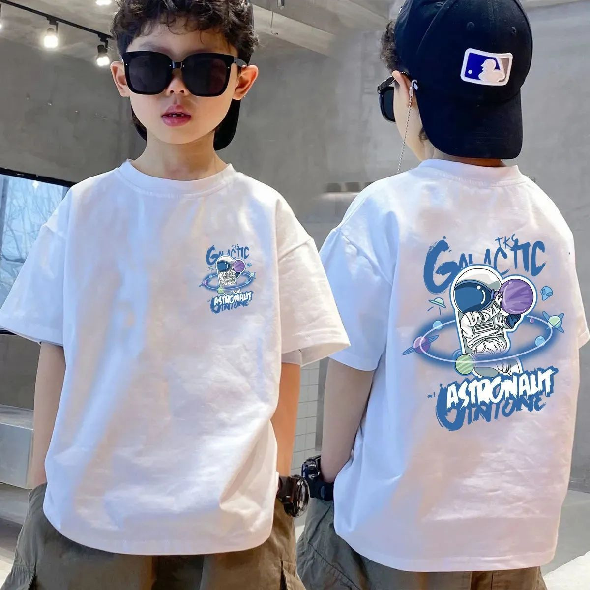 GS- Ddmyshoesvip Pure Cotton Boys Short Sleeved Children S Clothing White T Shirt New Trend For Middle Aged And Young Boys In Summer Fashionable Tops