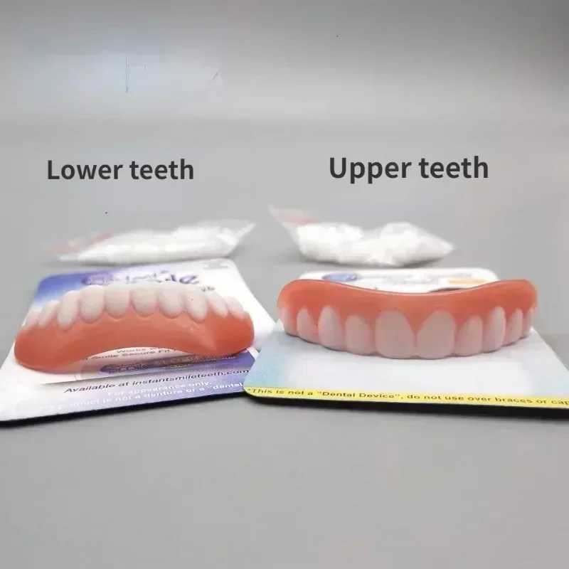 New Arrival Silicone dentures with upper and lower veneers temporary tooth veneers stickers artificial oral protection tools new Z250410