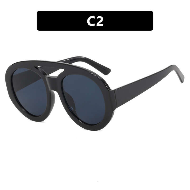 Oversized Frog-Shaped Double Bridge Sunglasses Fashion Color-Block Cross-Border Ins Internet Celebrity Sun glasses for Women