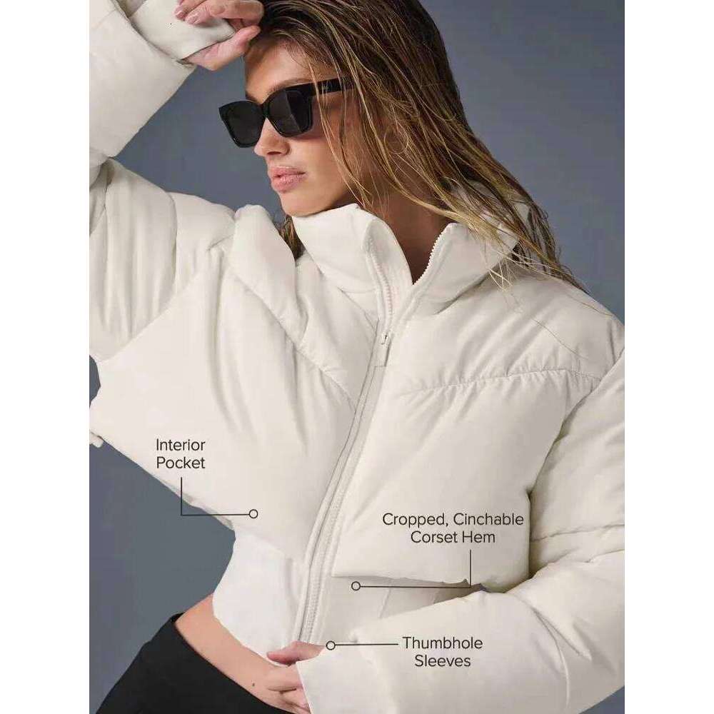 Cotton-Padded Warm Solid White Waist Parkas Short Down Jacket Women Winter Thickened Zipper Stand-Up Collar Slim Women's
