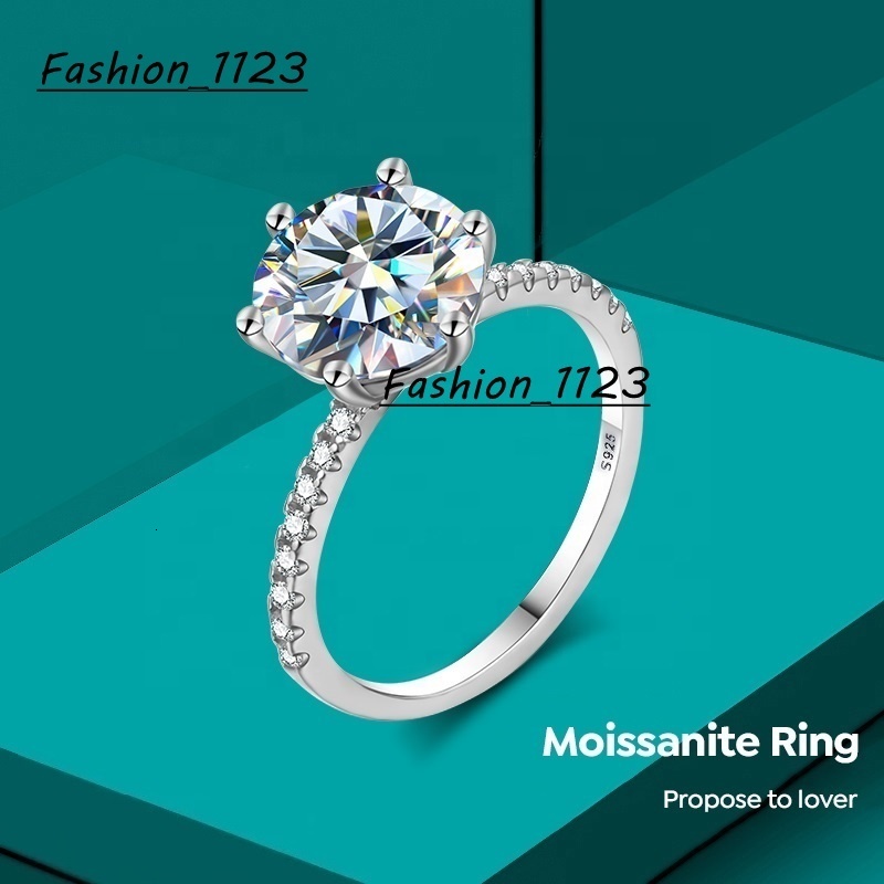 Luxury Pass Diamond Tester Big 3CT Halo Round Shape Moissanaite Wedding Rings for Women 925 Sterling Silver High End Jewelry