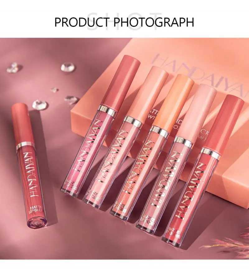 HANDAIYAN Matte Liquid Lipstick Velvet Pigments Lip Gloss Waterproof Moisturizer Nonstick Cup Lip Tint Beauty Cosmetics TSLM1T251110