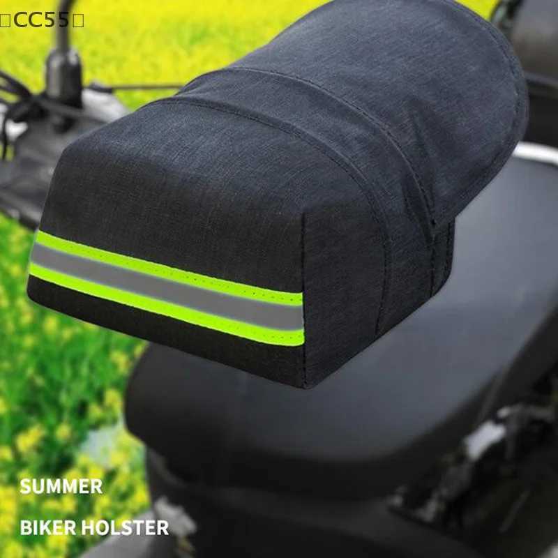 CC55Motorcycle Handlebar Muffs Airy Oxford Waterproof Sun Protection Gloves With Reflective Strip Design Motorcycle Gloves S25118