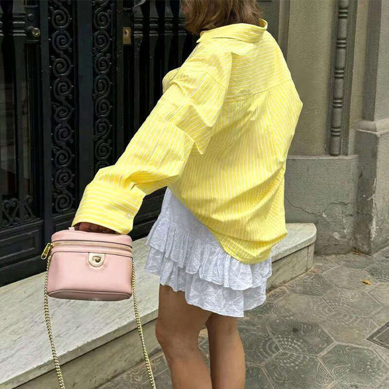 2025 Early Autumn New Cross-Border Amazon Foreign Trade INS European and American Style Elegant Long Sleeve Shirt Striped Blouse Cardigan for Women