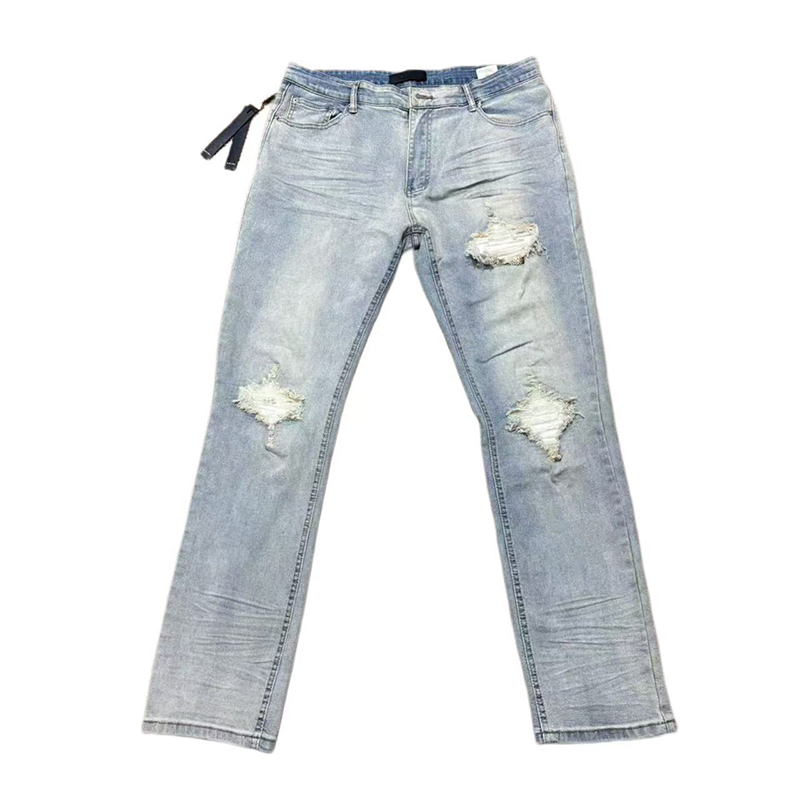 Men's High Street Slim Fit Jeans for men and women Straight Leg Trousers Casual Denim washed Ripped Pants For Men Z260313