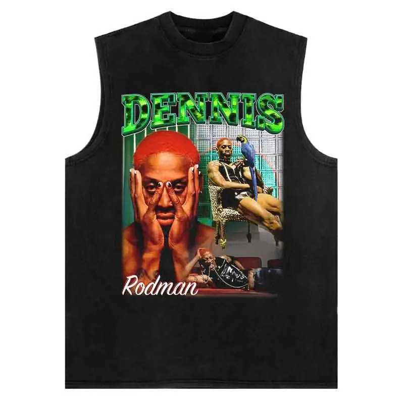 SHEC Vintage Portrait Tank Top Hip Hop Retro Rodman Graphic Print Vest Harajuku Streetwear Oversized Sleeveless T-Shirt Tops 250409