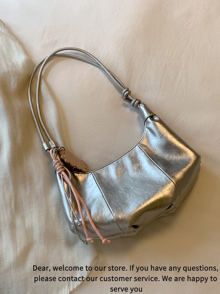 New Fashion Silver Designer Bag Winter New Underarm Bag Prohibited Luxury Handbag Women's Single Shoulder Crossbody Bag Crescent Bag