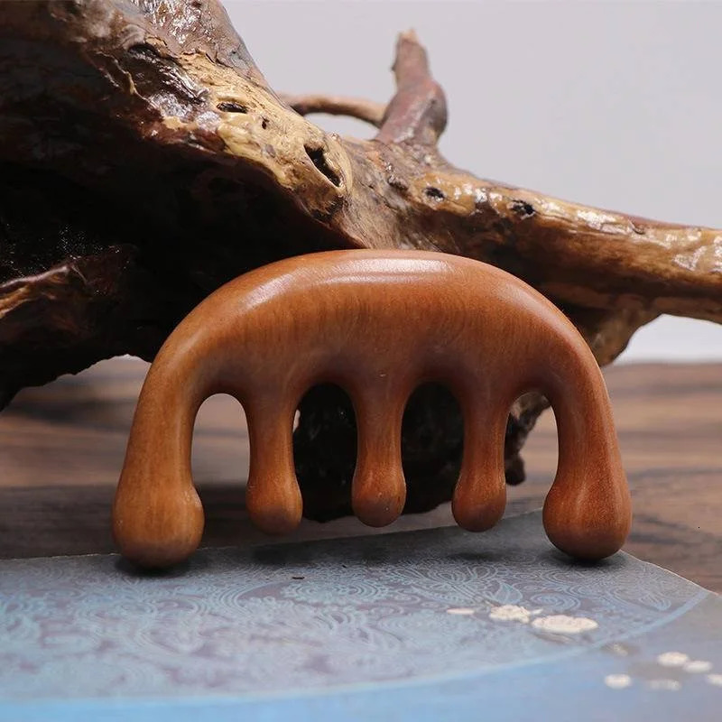 1pcs Massage Comb Natural Sandalwood Wide Five Teeth Thickened Scalp Hair Combs for Head 251107