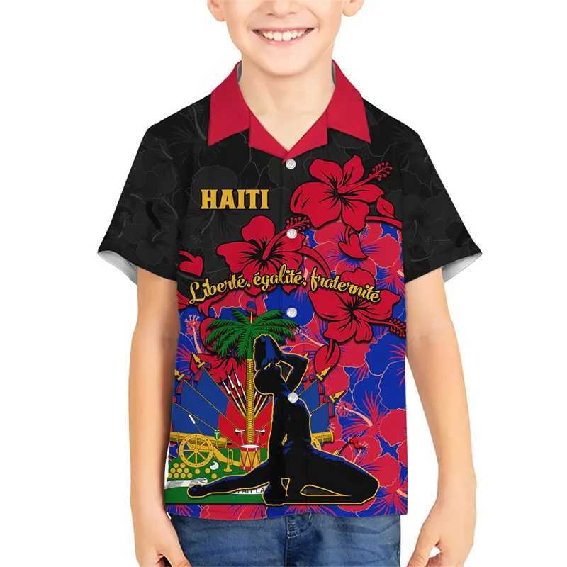 3D printed Hawaiian mens shirt Haiti Independence Anniversary Ayiti flag jacket arm shirt casual and fashionable womens top X250410