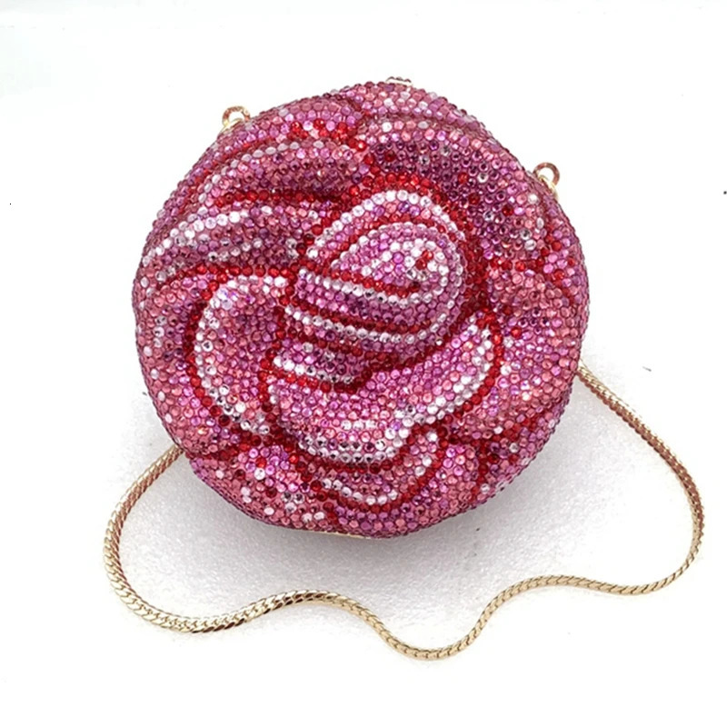 XIYUAN Lady Flower Diamonds Evening Clutch Purse Party Gems Handbag Wedding Rhinestones Handbags Minaudiere Bridal Floral Purses 250407