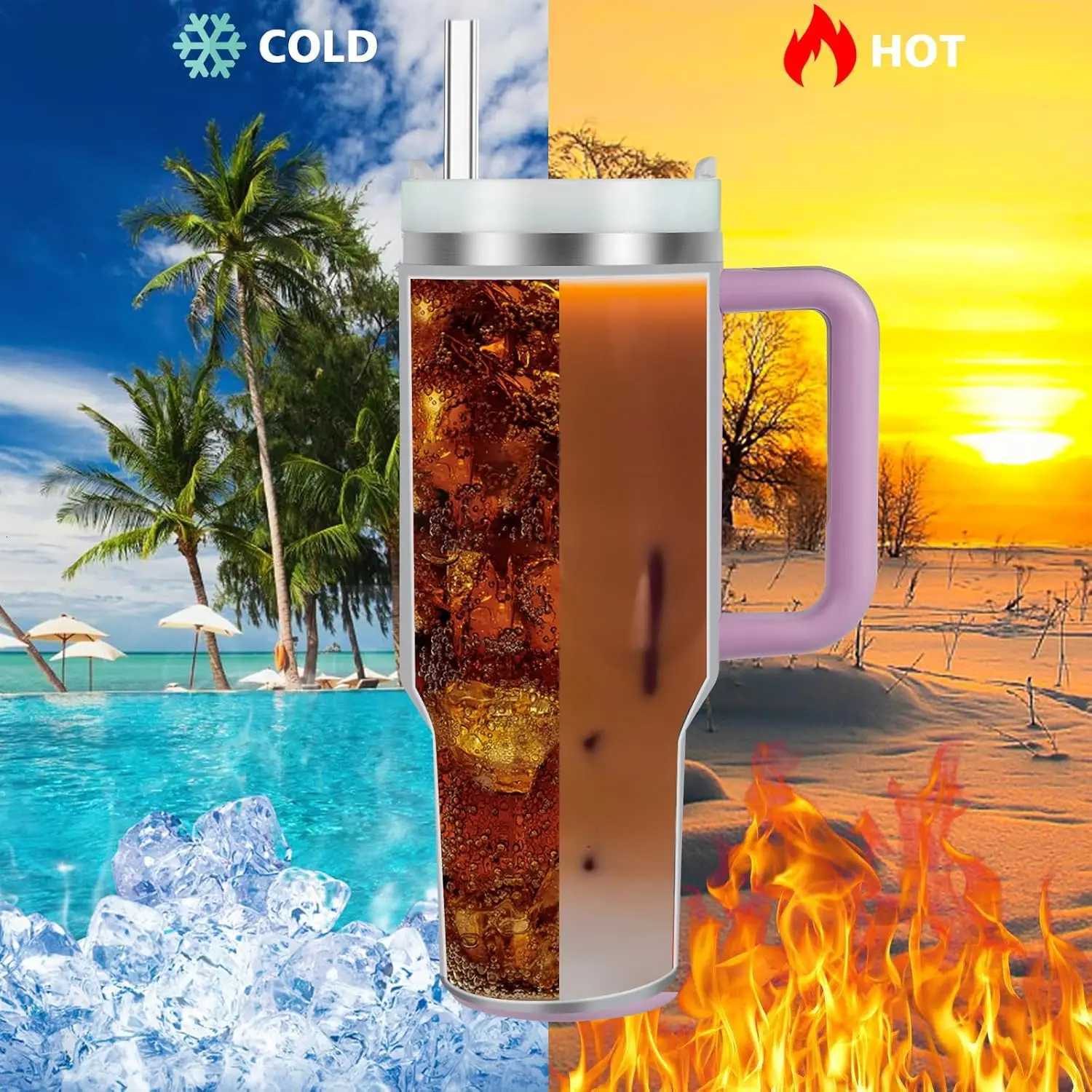 Fashionable cup 40oz Insated With Handle and Lid Water Bottle Coffee Thermos Outdoor Sports Stainless Steel Thermos Vacuum Sed Trav Y251110