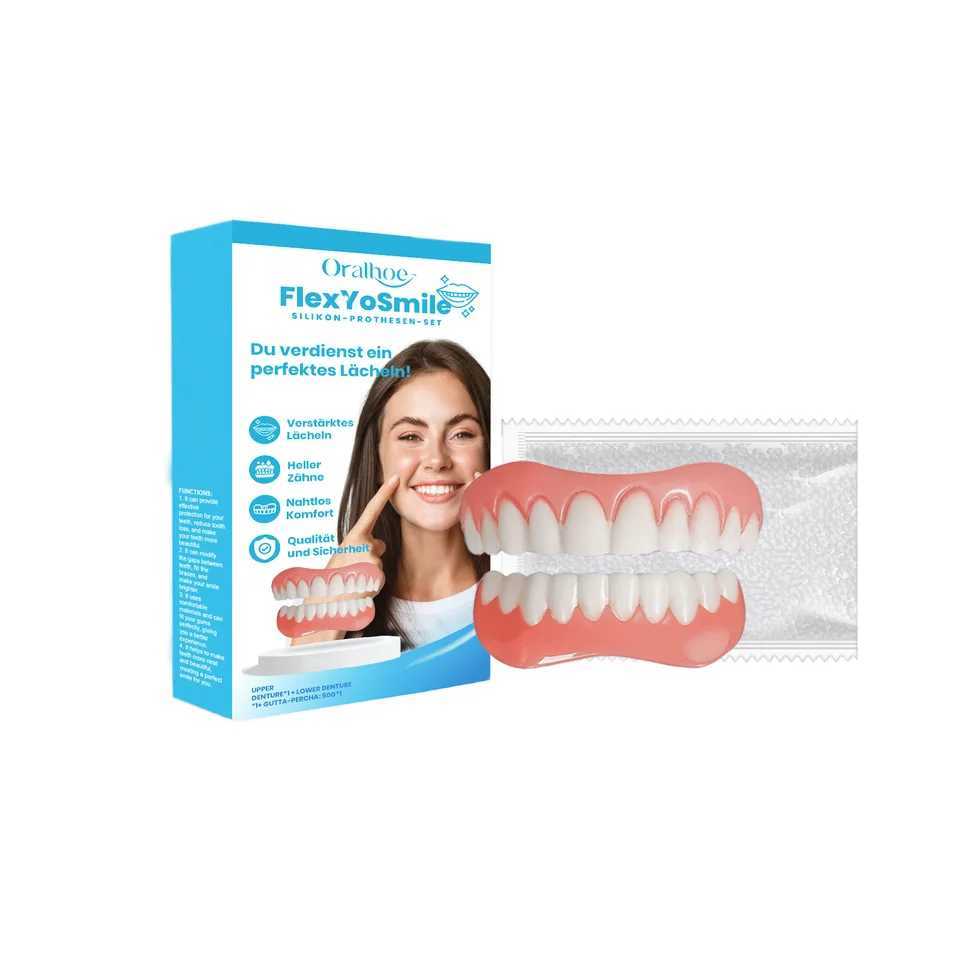 Oralhoe 1 set of silicone dentures temporary dentures whitening silicone dentures upper and lower veneers smile support set M250410