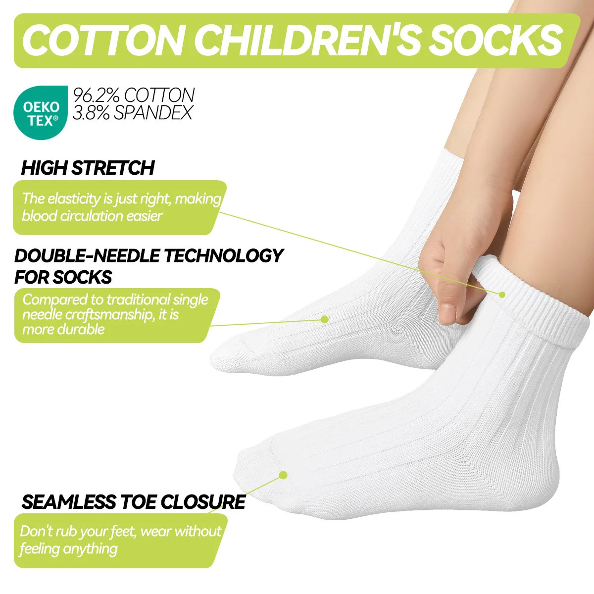 Winter Thickened 100 Cotton Double Needle Ribbed Boneless Mid-Calf Socks for s Teen Students - School Home Sports Wear 251106