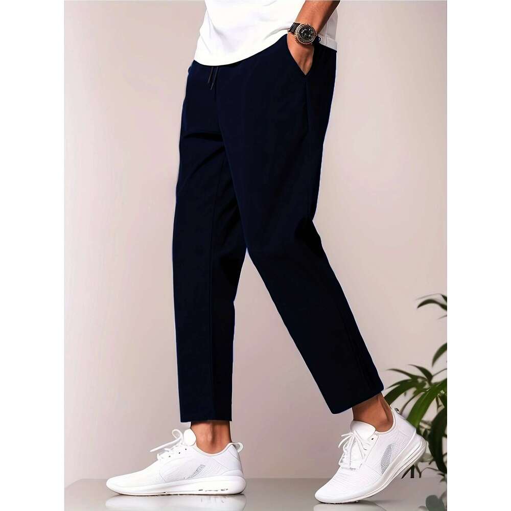 New Casual Jogger Slim Fit Trousers Nine-Point Men's European And American Cross-Border Independent Station Business Slightly Tight Straight-Leg 