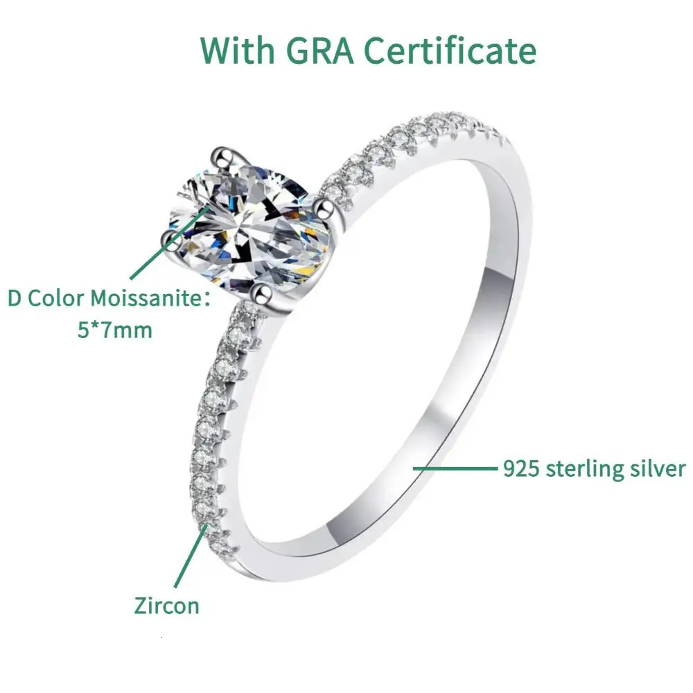 TY Classic 10 Carat Oval Cut D Color Womens Ring 18K White Gold Plated 925 Sterling Silver Engagement Wedding Band 251103