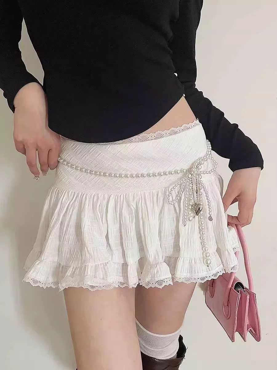 High end pearl waist chain Fem mini Korean version sweet Mti waist fashion Ins style decorated with love dress X250410