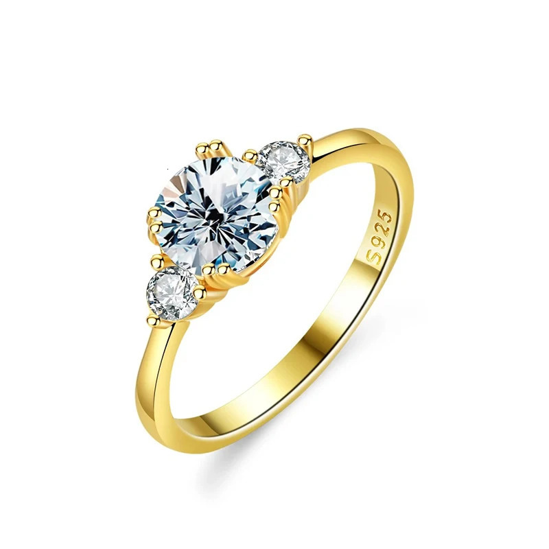 DWJ 12CT Rings for Women Real 925 Sterling Silver 18K Gold Double Round Solitaire Diamond Halo Ring Wedding Jewelry 251103