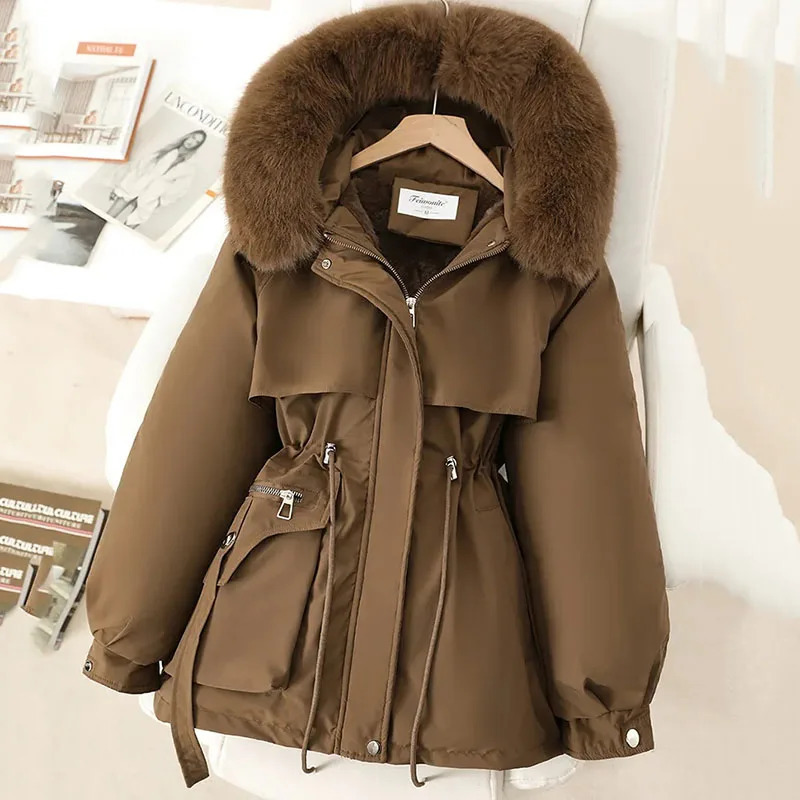 Winter Parkas Jacket Women Fashion Korean Loose Hooded Thick Warm Casual Cotton Padded Coat Female Overcoat Casual Lady Tops 251107