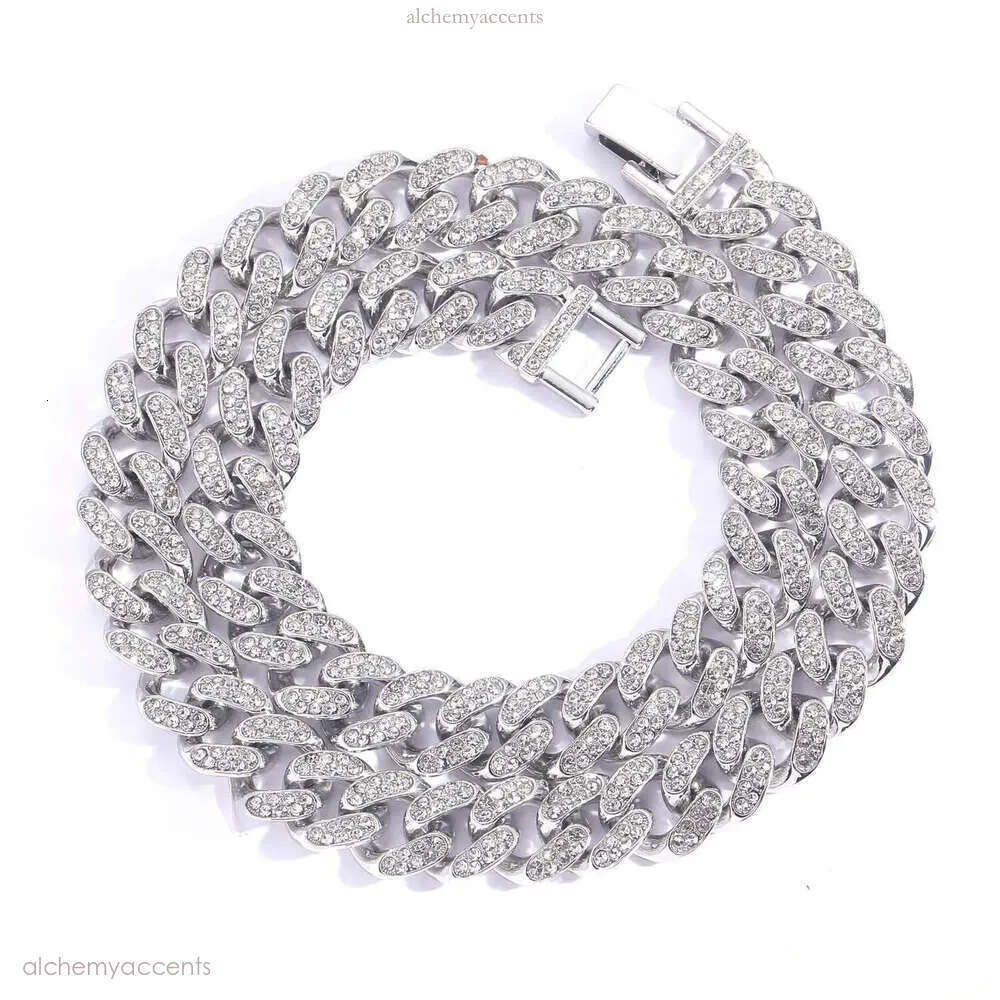 Sterg Sier Ice out VVS Mosan Hip Hop Necklace Custom Size Black Dia Cuban Chain 20mm