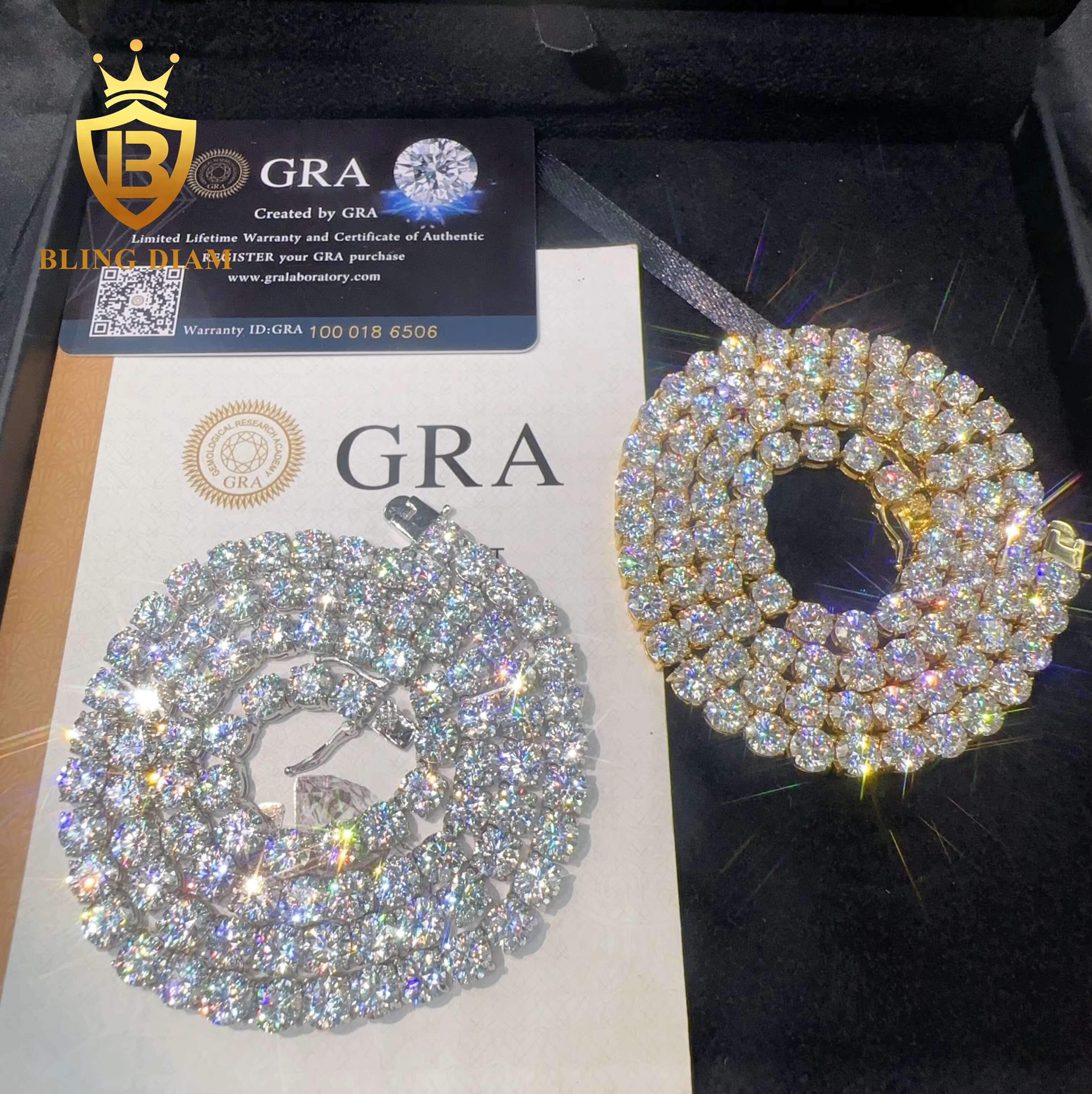 Hot Sale 6.5mm Iced Out Tennis Chain 925 Silver Pass Diamond Tester VVS Moissanite Diamond Men Women Moissanite Tennis Chain