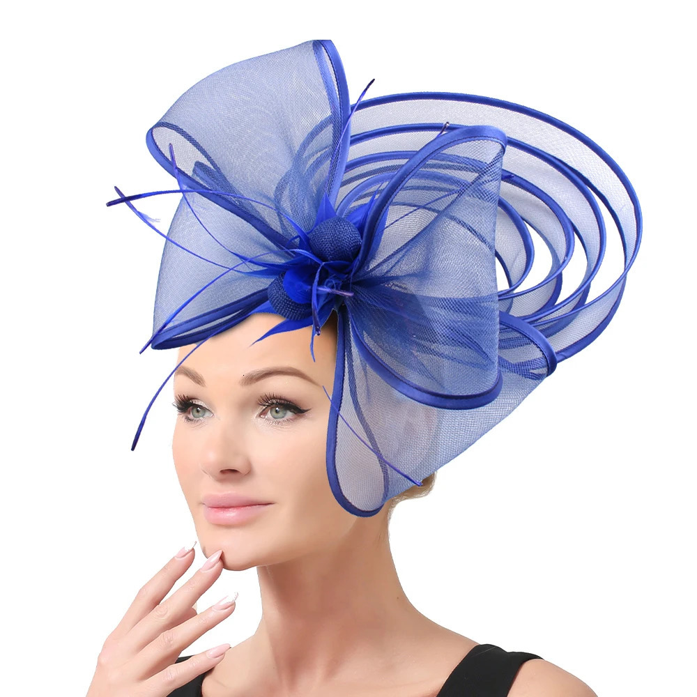 Gold Fascinators Crinoline Headband with Hair Clip Pillbox Hat Cocktail Tea Party Nice Headwear with Veil and Feather for Women 250409