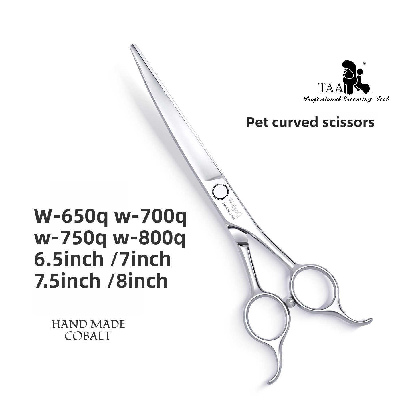 Professional Pet Curved Scissors, 6.5-8 Inch Handmade Cobalt Stainless Steel Dog Grooming Shears for Pet Grooming Salons & Home Use
