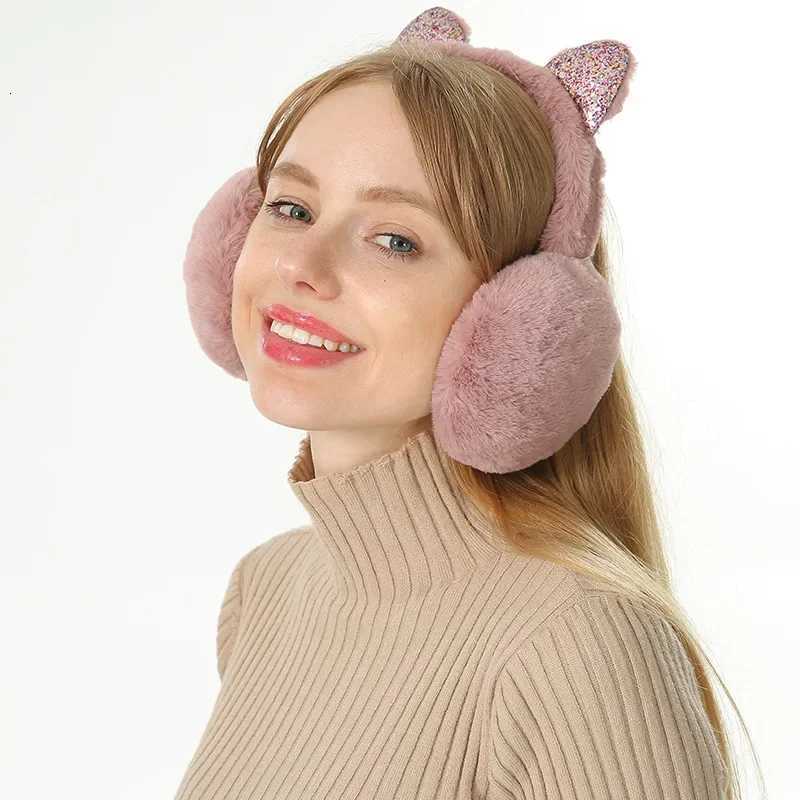 Winter Warm Plush Earmuffs Earflaps for Women Children Riding Ski Ear Protection Cartoon Cats Ears Fur Soft Cashmere Earflaps W251110