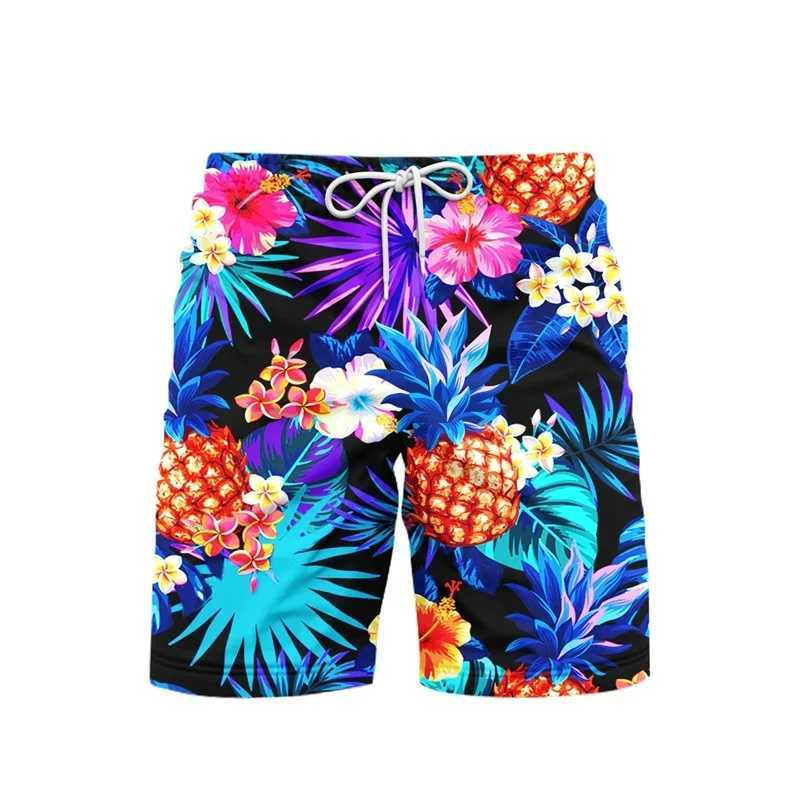 Cartoon cute pineapple 3D printed mens shorts fruit watermelon casual beach shorts fast drying fashionable streetwear shorts X250410