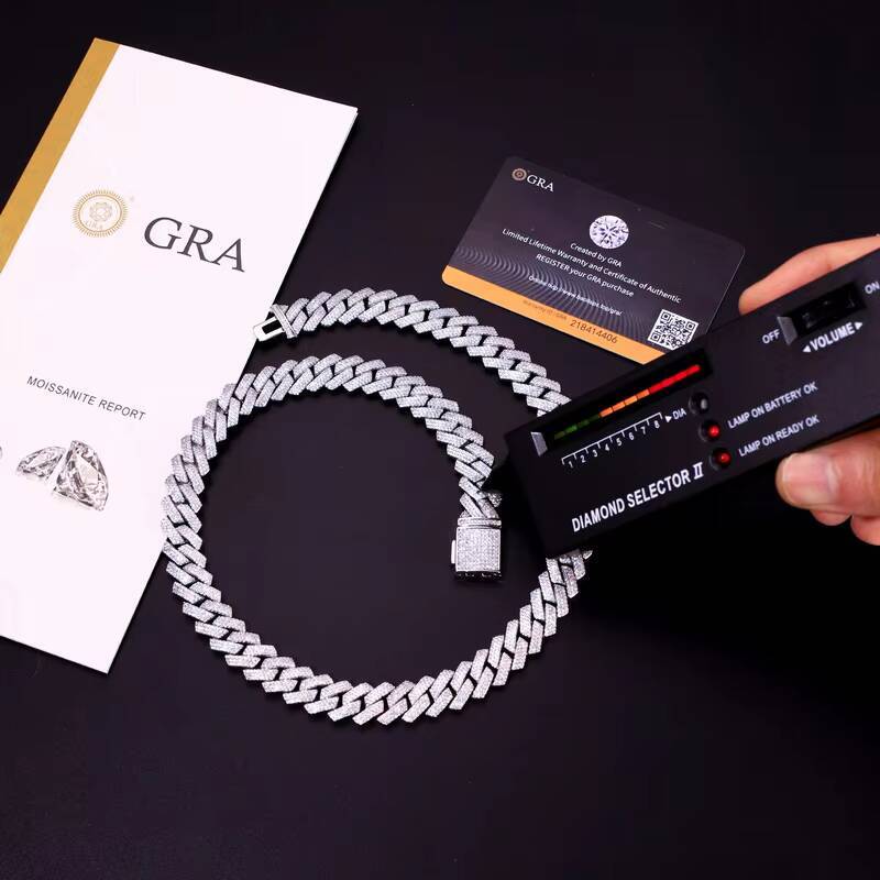 Best Price 13/14/16MM HipHop Iced VVS Moissanite Diamond Cuban Link Sterling Silver Rock From Jewelry Reseller