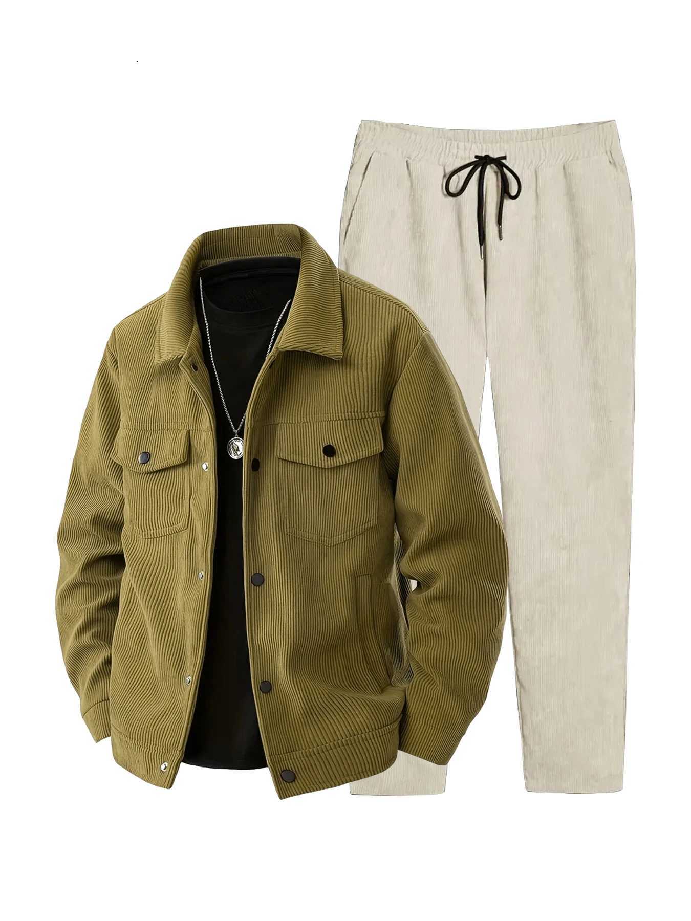 Mens fall/winter corduroy set must-have Vintage wrinkle-free fits all Warm for swings pairs well understated style W251110