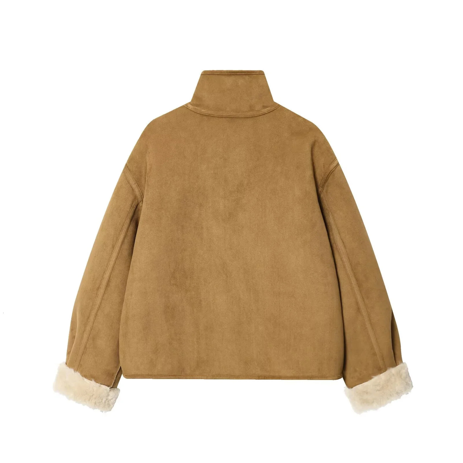 Autumn Womens Fashion Casual Loose Versatile Double sided Wear High Collar Long Sleeve Jacket Top Coat 251110