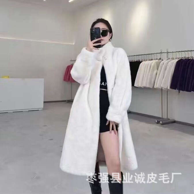 Mink Stand Long New Collar Women's Faux Autumn Winter Thick Loose Plush Fur Coat Furry Clothing