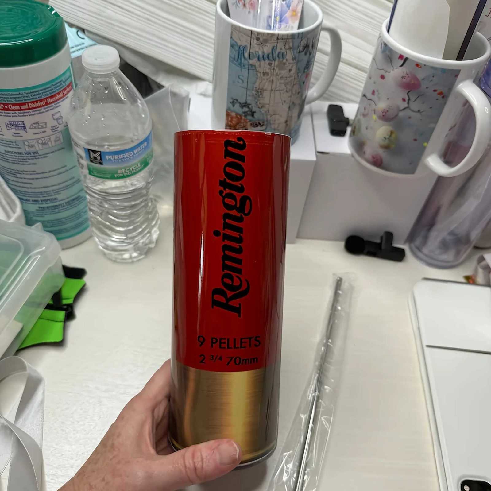 Fashionable cup Blet Design by ZOCIGIFTS - Stainless Steel Travel Cup with Straw Hand Wash BPA Reusable 20oz - Hunt Y251110