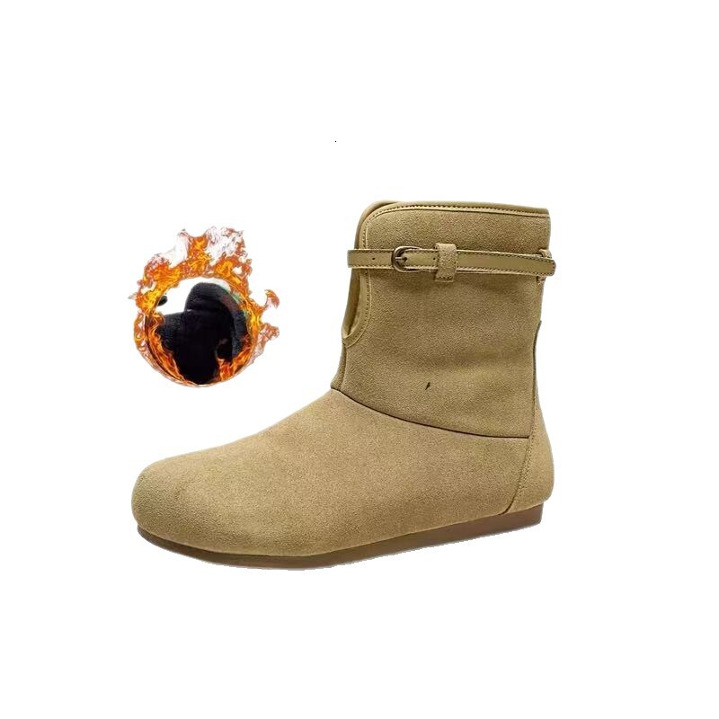 Designer's new sheepskin wool thick sole fluffy two-way snow boots rubber sole warm cotton shoes