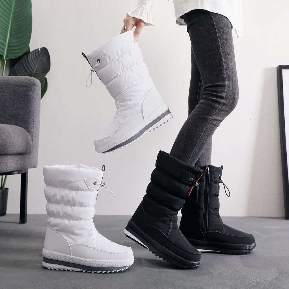 New Winter Shoes Cross-Border Women's Comfortable Warm Mid-Calf Cotton with Fleece Non-Slip Waterproof Snow Boots