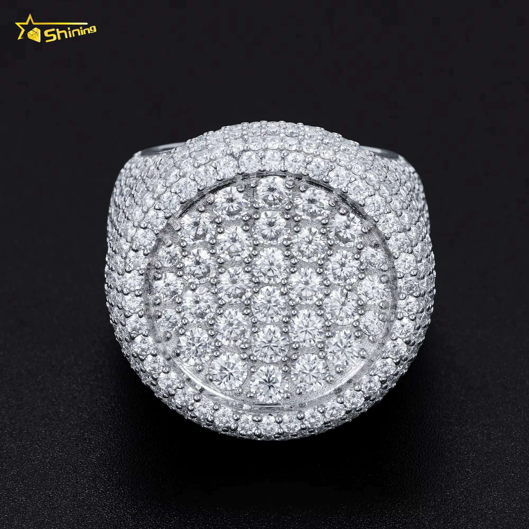 Iced Out Sterling Silver 925 Luxury Rings Fashion Hip Hop Mens Vvs Moissanite Ring