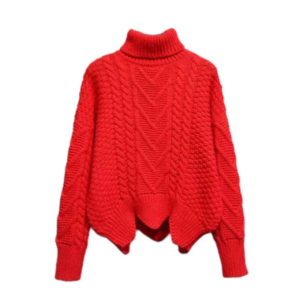 Cross-Border Foreign Trade European and American Clothing Retro Twist Women's Neck Loose High Waist Top Thick Wool Knitted Sweater