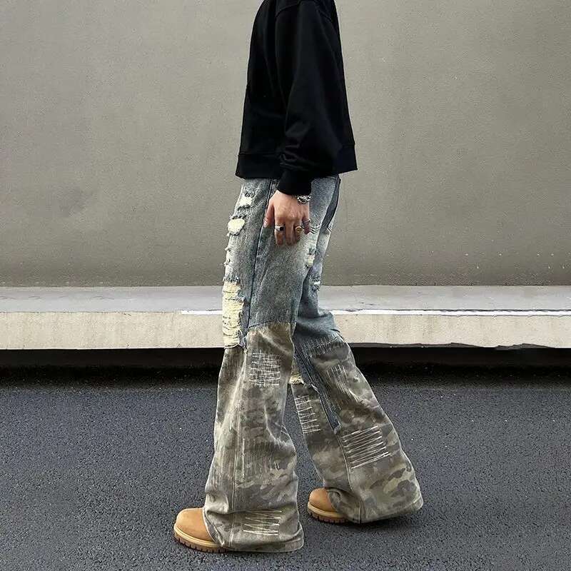 American High Street Men Women Trendy Washed Straight Leg Jeans For Couples Loose Retro Spring And Autumn Casual Pants Y2k