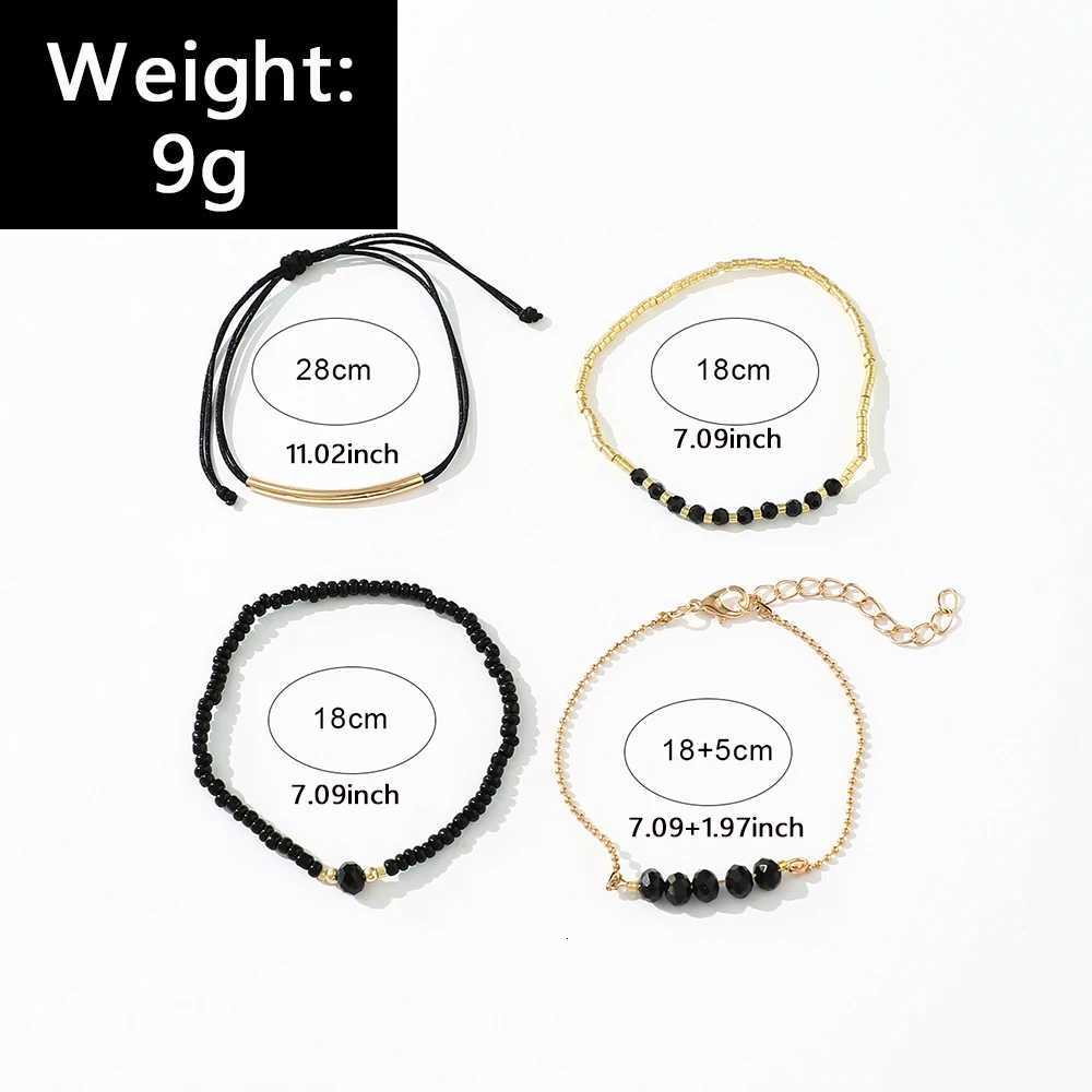 4Pcs/Set A new fashion vintage black crystal hand bracelet with hand-woven beaded simple niche womens braceletT251110