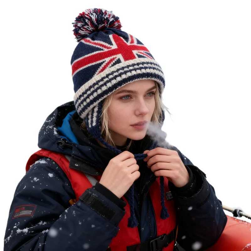 1pc Winter Knit Warm Beanie Hat for Men Women British American Flag Printedsuitable for Outdoor Ski Sport Hiking Windproof CapXJ251110