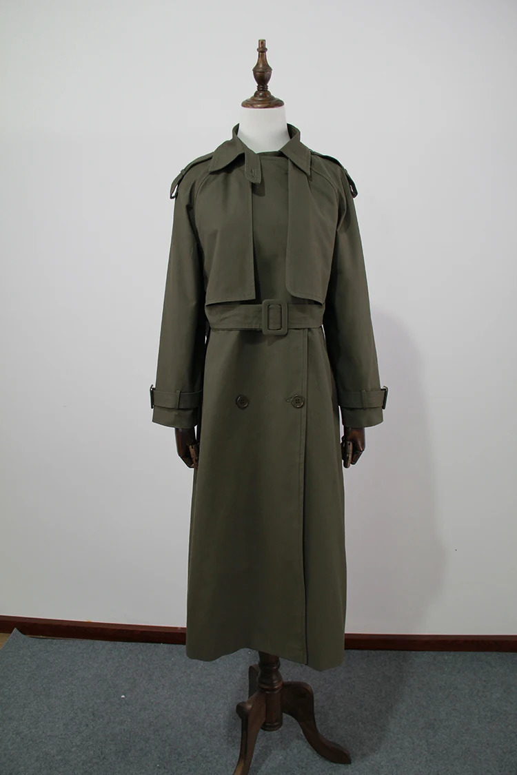 n for Womens Fashion Cotton Trench Coat in Autumn Windproof Machine 250410
