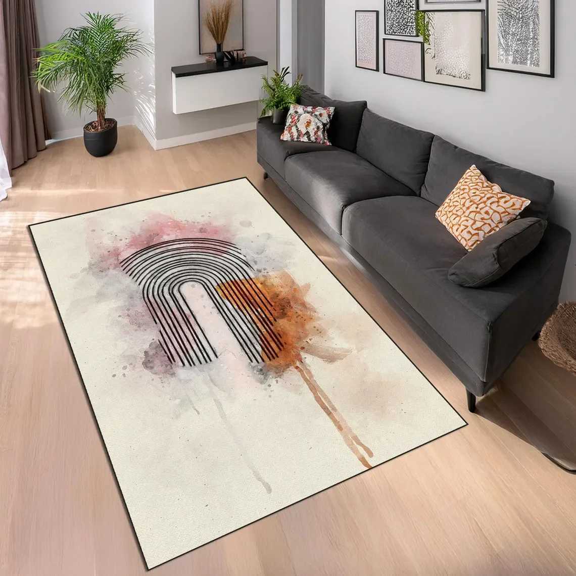 Minimst Boho Rug Mid-Century Modern Abstract Carpet for Living Room Rug Bedroom Decor Floor Mat Non-Slip Floor Polyester Rug Y251110