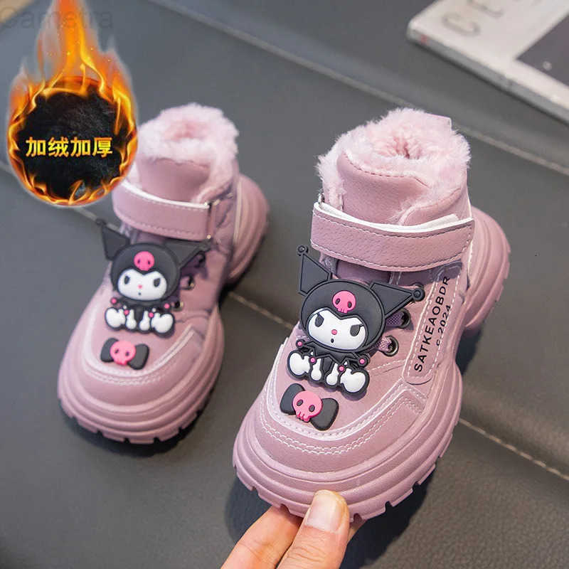 Sanrio Hot Girl Kuromi Kawaii Fashion Comfortable Cotton Shoes Student Winter Thick Sole Cartoon Child Waterproof Snow Boots New H251110